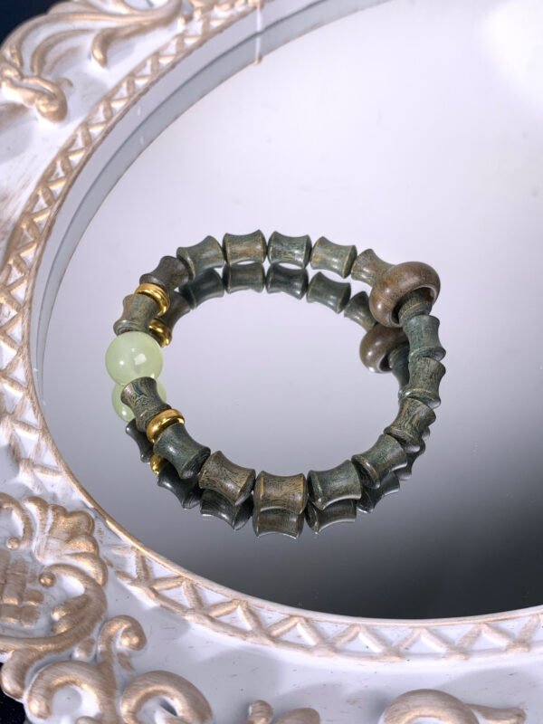 【Wooden Cosmos】Green Sandalwood & Jade Bracelet